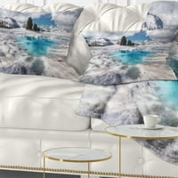 Дизайнарт красиво снежно покрито езеро-пейзажна печатна възглавница за хвърляне-12х20