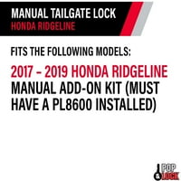 Поп и заключване PL Ръководство за добавяне на Tailgate Lock Kit за 2017 г.- Honda Ridgeline, Black