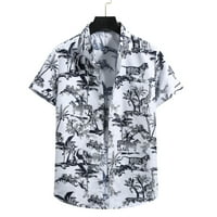 Мъжки ризи цвете флорални печатни Бутон надолу Мода спокойна годни къс ръкав Хавайски Свободно Време Случайни Лято тропически плаж Вечерен яка блуза за офис работа