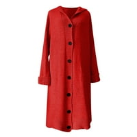 Miayilima плюс размер палта за жени с твърд цвят с качулка с дълги ръкави с качулка