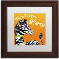 Търговска марка изобразително изкуство различни зебра платно изкуство от Дженифър Нилсон, бял мат, дърво рамка