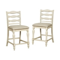 Мебели на Америка Уилсън насрещно Височина столове-комплект от 2, антични бели