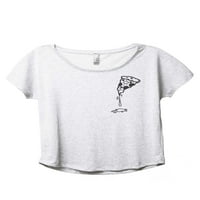 Gooey Pizza Slice Женски моден слаб тениска тениска тениска Хедър бял 3x-голям