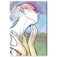 Уинууд студио Мода и Глам Модерен платно изкуство-емоционален акварел портрет , стена изкуство за хол, спалня и баня, в 24, бяло и розово Начало декор