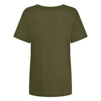 Gotyou женски небрежен кръгъл отпечатана тениска с къс ръкав с късо ръкав Св. Патрик Двойка тениска Армия Зелено 2XL