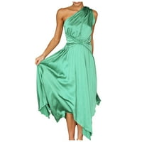 Sundresses for Women Women's Summer Casual Fashion Temperament Сълтик плисирана рокля без ръкави зелено m