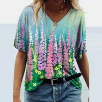 Дамски върхове Clearance Мода за жени Лято отпечатани с кратък ръкав с тениска с тениски тениски небрежни тийнейджъри сделки сделки