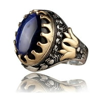 Lroplie пръстени за жени момичета Големи сафирски пръстен, кръгъл син скъпоценен пръстен, реколта пръстен, диамантен пръстен, пръстен, паун форма, паунов пръстен, диамантен пръстен, голям диамантен пръстен за пръстен