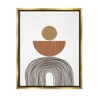 Ступел индустрии Бохо форми подредени абстрактни кръгли криви кафяво бяло метално злато рамка плаващо платно стена изкуство, 24х30